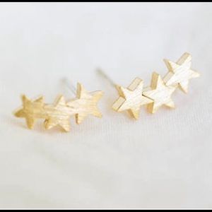 3 Star Dainty Gold Color Stud Earrings